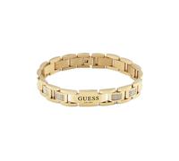 Guess Men's Stainless Steel Gold Tone Crystal Flat Chain Bracelet