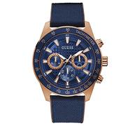 GUESS Men's Stainless Steel Quartz Watch with Silicone Strap, Blue, 24 (Model: GW0206G2)