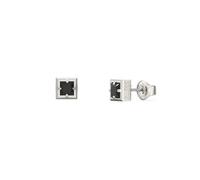 Guess Men's Supremo Square Silver Tone 6mm Black Crystal Stud Earrings