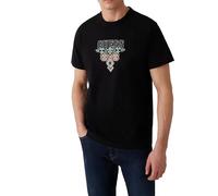GUESS Men's T-Shirt, Decorative Graphic Design, Short Sleeve, Black, Black/White, M