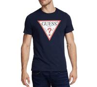 Guess Mens Tshirt Short Sleeve Original Logo Crew Neck Navy