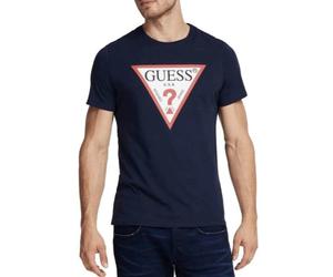 Guess Mens Tshirt Short Sleeve Original Logo Crew Neck Navy