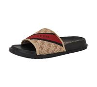 Guess Men's Vellden Slide Sandal, Tan Logo Multi 101, 5.5 UK