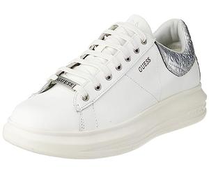 GUESS Men's Vibo Sneaker, White Silver, 11 UK