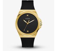 Guess Men's Watch GW0790G1 Gold-tone Black Dial Silicone Strap Recycled Steel