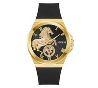 Guess Men's Vinyl Watch with Black Silicone Strap Mineral Glass Black Dial 3 Bar Case Diameter 44mm GW0979G1