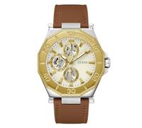 GUESS Men's Watch Watch Prime Leather, Multi-coloured gold