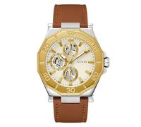 GUESS Men's Watch Watch Prime Leather, Multi-coloured gold