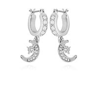 GUESS Mini Moon and Star Huggie Drop Hoop Earrings, One Size, Glass, No Gemstone