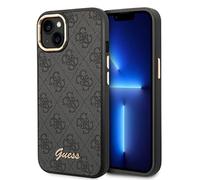 Guess Mobile Phone Case for iPhone 14 Plus in Black 4G Pattern & Script Logo, Anti-Scratch PC/TPU, Comfortable & Durable Hard Case with Accessible Ports & Shock Absorption