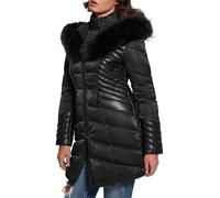 GUESS New Oxana Jacket - Jet Black, S/M, Winter Coat, Women's, Quilted, 3 Pockets, Polyester, Long Sleeve, Machine Wash, Medium (UK)