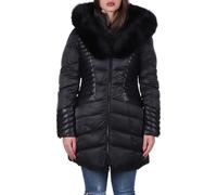GUESS New Oxana Jacket - Jet Black, S/M, Winter Coat, Women's, Quilted, 3 Pockets, Polyester, Long Sleeve, Machine Wash, Medium (UK)