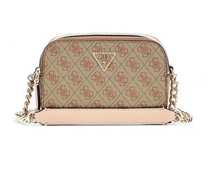 Guess Noelle 4G Logo Canvas Mini Crossbody Bag In Lattee