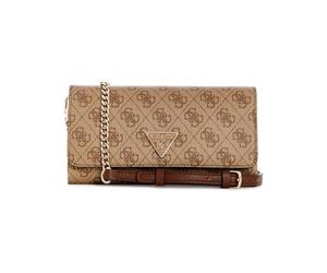 GUESS Noelle Xbody Flap Organiser Latte Logo/Brown