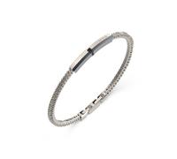 GUESS Noir Men's Silver Tone Eclipse Plate Bracelet