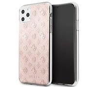 Guess PC/TPU Case for iPhone 11 Pro Max with 4G Peony Glitter Finishing Hard Case Pink Shock Absorption Drop Protection Case Officially Licensed.
