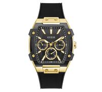 Guess Phoenix Men’s 51×44mm Gold Tone Black Multifunction Silicone Watch GW0956G2 - Silicone / Mineral Lens