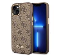 Guess Phone Case for iPhone 14 Plus in Brown 4G Pattern & Script Logo, Anti-Scratch PC/TPU, Comfortable & Durable Hard Case with Accessible Ports & Shock Absorption