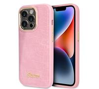 Guess iPhone 14 PU Croco Phone Case - Pink - One Size