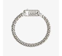 Guess Pitstop Silver Tone Textured Chain Bracelet UMB04438STL