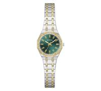 Guess Ladies Watch GW0931L8 Pixie 25mm Stainless Steel Bicolour PVD Green Dial Quartz Mineral Glass Cubic Zirconia 3ATM Link Bracelet