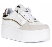 Guess Platform Lace Up Logo Womens Trainer In White UK 3 - 7
