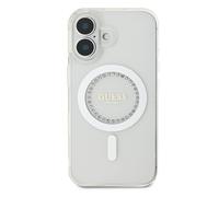 Guess Protective Case for iPhone 16 Strass Ring , White