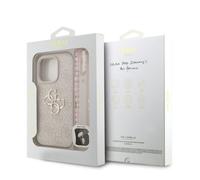 Guess PU 4G Metal Logo and Pearl Strap Case with MagSafe for iPhone 16 Pro Pink