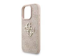 Guess PU 4G Metal Logo and Pearl Strap Case with MagSafe for iPhone16ProMax Pink