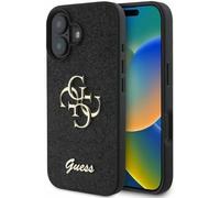 Guess PU Fixed Glitter 4G Metal Logo Case for iphone 16 6.1" Black