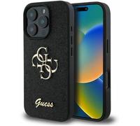 Guess PU Fixed Glitter 4G Metal Logo Case for iphone 16 Pro 6.3" Black