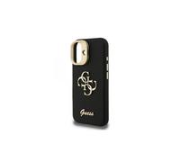 Guess PU Grained 4G Logo Stand Camera Frame Case for iPhone 16 6.1" Black - GUHCP16SPCS4GSK