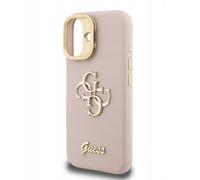 Guess PU Grained 4G Logo Stand Camera Frame Case for iPhone 16 6.1" Pink - GUHCP16SPCS4GSP