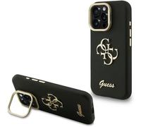 Guess PU Grained 4G Logo Stand Camera Frame Case for iPhone 16 Pro 6.3" Black - GUHCP16LPCS4GSK