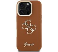 Guess PU Grained 4G Logo Stand Camera Frame Case for iPhone 16 Pro Max 6.9" Brown - GUHCP16XPCS4GSW