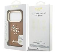 Guess PU Grained 4G Logo Stand Camera Frame Case for iPhone 17 Pro 6.3" Brown - GUHCP17LPCS4GSW