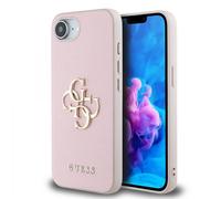 Guess PU Grained 4G Metal Logo Case for iPhone 16e Pink - GUHCPSE4PGT4MBP