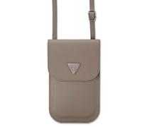 Guess PU Grained Triangle Logo Universal Phone Pouch with Strap and Card Slot Brown - GUCWBPGTSPSW