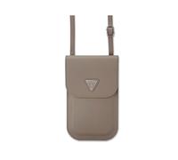 Guess PU Grained Triangle Logo Universal Phone Pouch with Strap and Card Slot Brown - GUCWBPGTSPSW