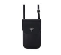 Guess PU Grained Triangle Logo Universal Phone Pouch with Strap Card Slot Black