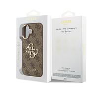 Guess PU Leather 4G Big Logo Gold Frame Case for iPhone 17 6.3" Brown