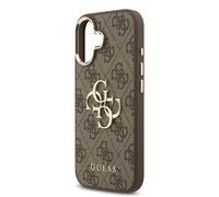Guess PU Leather 4G Big Logo Gold Frame Case for iPhone 17 6.3" Brown