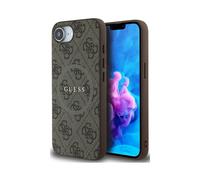Guess PU Leather 4G Colored Ring Case with MagSafe for iPhone 16e 6.1" Brown