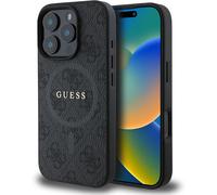 Guess PU Leather 4G Coloured Ring Case for iPhone 16 Pro Black