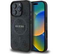 Guess PU Leather 4G Coloured Ring Case with MagSafe for iPhone 16 Pro 6.3" Black