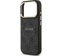 Guess PU Leather 4G Gold Frame Case with MagSafe for iPhone 17 Pro 6.3" Black