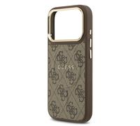 Guess PU Leather 4G Gold Frame Case with MagSafe for iPhone 17 Pro 6.3" Brown - GUHMP17LP4MSEGCW