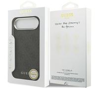 Guess PU Leather 4G Logo Silver Frame Case for iPhone 17 Air 6.5" Black
