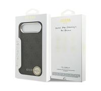 Guess PU Leather 4G Logo Silver Frame Case for iPhone 17 Air 6.5" Black