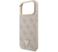 Guess PU Leather 4G Triangle Logo Gold Frame Case for iPhone 17 ProMax 6.9" Pink
